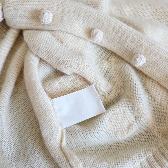 Tory Burch Wool Alpaca Cardigan With Embroidered Florals, Beige Cream, Size XS - Picture 11 of 12